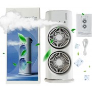 Вентилятор настольный двойной с охлаждением Double-ended Spray Fan LED подсветка 3 скорости пульт
