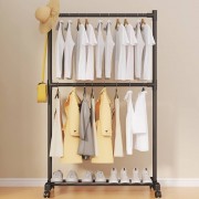 Вешалка-стойка для одежды на колесиках (80×42×180см), YX9112 / Напольная стойка для одежды в прихожую