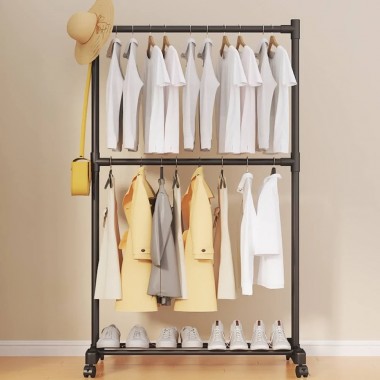 Вешалка-стойка для одежды на колесиках (80×42×180см), YX9112 / Напольная стойка для одежды в прихожую Вешалка-стойка для одежды на колесиках (80×42×180см), YX9112 / Напольная стойка для одежды в прихожую