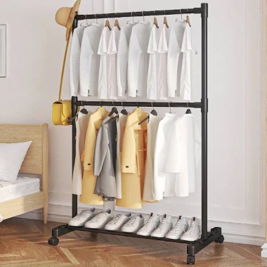 Вешалка-стойка для одежды на колесиках (80×42×180см), YX9112 / Напольная стойка для одежды в прихожую Вешалка-стойка для одежды на колесиках (80×42×180см), YX9112 / Напольная стойка для одежды в прихожую