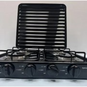 Бытовая газовая плита на 4 конфорки с крышкой Rainberg RB-2227 Черный, Настольная плита для газа