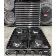 Бытовая газовая плита на 4 конфорки с крышкой Rainberg RB-2227 Черный, Настольная плита для газа