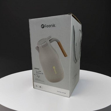 Термос в форме кувшина Feenik со стеклянной колбой на 2 л KD-200G Термочайник для напитков Бежевый Термос в форме кувшина Feenik со стеклянной колбой на 2 л KD-200G Термочайник для напитков Бежевый