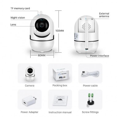 Беспроводная IP камера QC011 для видеонаблюдения дома Wifi поворотная со звуком и ночным видением