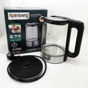 Дисковый электрический чайник Rainberg RB-709 стеклянный с подсветкой