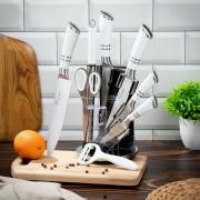 Набор ножей нержавеющая сталь на подставке 9 предметов kitchen knife set wl-707-1
