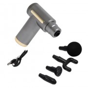 Массажер мышечный ручной Massage Gun Аккумуляторный перкуссионный Массажный 4 насадки для рук ног шеи