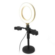 Кольцевая Led лампа Refil Light 16 см на круглом штативе с 2 держателями - L-16