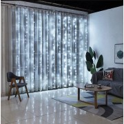 Гирлянда штора Большая капля росы на пульту 3х3 метра 300 led на USB White 8 режимов свечения
