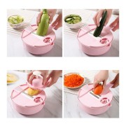 Многофункциональная ручная овощерезка 12в1, универсальный измельчитель овощей и фруктов (розовая)