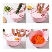 Многофункциональная ручная овощерезка 12в1, универсальный измельчитель овощей и фруктов (розовая)