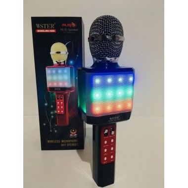 Караоке микрофон WSTER WS-1828 c LED подсветкой (4 Голоса/USB/Bluetooth)