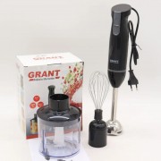 Блендер погружной 3в1, 800Вт GRANT GR7015, Черный / Ручной блендер-измельчитель с миксером и чашей