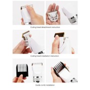 Машинка для стрижки Kemei KM-2172 беспроводная 2 в 1 с триммером для носа и ушей + 4 насадки 3 Вт Белая