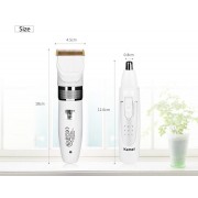 Машинка для стрижки Kemei KM-2172 беспроводная 2 в 1 с триммером для носа и ушей + 4 насадки 3 Вт Белая