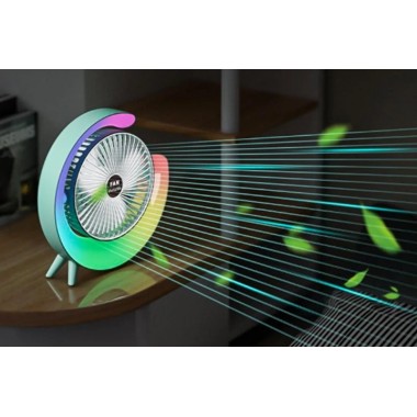 Вентилятор электрический USB 3-скоростной с цветной подсветкой 180° бесшумный