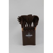 Набор кухонных принадлежностей на стойке Zepline ZP-053 из 12 предметов Коричневый