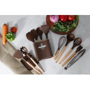 Набор кухонных принадлежностей на стойке Zepline ZP-053 из 12 предметов Коричневый