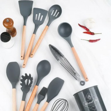 Набор кухонных принадлежностей из 12 предметов Kitchen Set RD-1204 серый