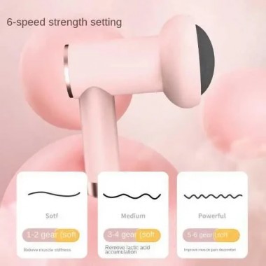 Массажер ручной Replicates Shiatsu Massager YX-720 для тела аккумуляторный с насадками антицеллюлитный Розовый