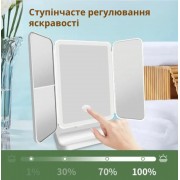 Тройное зеркало с подсветкой и увеличением на ножке для макияжа. Зеркало с сенсорным экраном и увеличением