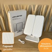 Тройное зеркало с подсветкой и увеличением на ножке для макияжа. Зеркало с сенсорным экраном и увеличением