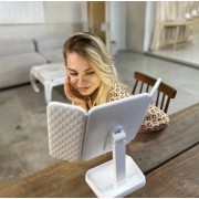 Тройное зеркало с подсветкой и увеличением на ножке для макияжа. Зеркало с сенсорным экраном и увеличением