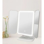 Тройное зеркало с подсветкой и увеличением на ножке для макияжа. Зеркало с сенсорным экраном и увеличением