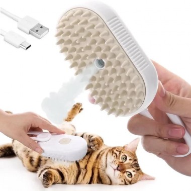 Щетка-массажер-спрей паровая Pet Spray Massage Brush 3в1 для вычесывания собак и кошек Белый Щетка-массажер-спрей паровая Pet Spray Massage Brush 3в1 для вычесывания собак и кошек Белый