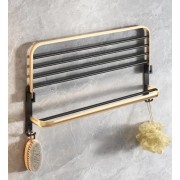 Набор для ванной комнаты: полка, вешалки, ершик, держатель бумаги 6 в 1 Черный