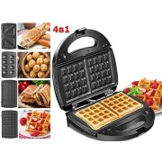 Вафельница бутербродница сендвичница гриль электрическая 4 в 1 со съемными формами Domotec MS 7704