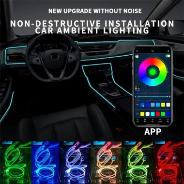 Подсветка салона авто Ambient light Rgb, светодиодная лента торпеды USB Bluetooth многоцветная