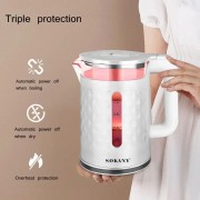 Электрический чайник белый Sokany SK-1028 с подсветкой, белый и чорный