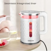 Электрический чайник белый Sokany SK-1028 с подсветкой, белый и чорный