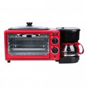 Электрическая печь для завтрака 3в1 Rainberg RB-2286B (печь, кофеварка, жарочная поверхность) Красная