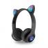 Беспроводные наушники с кошачьими ушками и RGB подсветкой FM радио, micro SD Cat MZ-023 Чёрные Беспроводные наушники с кошачьими ушками и RGB подсветкой FM радио, micro SD Cat MZ-023 Чёрные