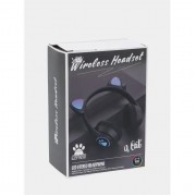 Беспроводные наушники с кошачьими ушками и RGB подсветкой FM радио, micro SD Cat MZ-023 Чёрные