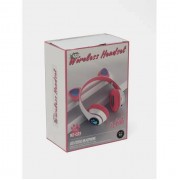 Беспроводные наушники с кошачьими ушками Cat MZ-023 Гарнитура RGB подсветкой FM microSD Розовые