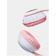 Беспроводные наушники с кошачьими ушками Cat MZ-023 Гарнитура RGB подсветкой FM microSD Розовые