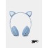 Наушники с кошачьими ушками беспроводные и RGB подсветкой FM радио, micro SD Cat MZ-023 Синие Наушники с кошачьими ушками беспроводные и RGB подсветкой FM радио, micro SD Cat MZ-023 Синие