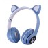 Наушники с кошачьими ушками беспроводные и RGB подсветкой FM радио, micro SD Cat MZ-023 Синие Наушники с кошачьими ушками беспроводные и RGB подсветкой FM радио, micro SD Cat MZ-023 Синие