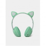 Наушники с кошачьими ушками Bluetooth и RGB подсветкой FM радио, Поддержка карты памяти Cat MZ-023 Бирюзовые