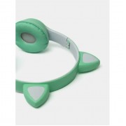 Наушники с кошачьими ушками Bluetooth и RGB подсветкой FM радио, Поддержка карты памяти Cat MZ-023 Бирюзовые