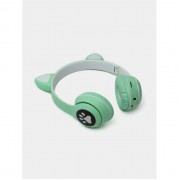 Наушники с кошачьими ушками Bluetooth и RGB подсветкой FM радио, Поддержка карты памяти Cat MZ-023 Бирюзовые
