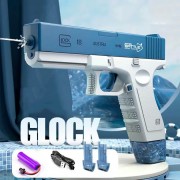 Водяной пистолет электрический аккумуляторный Water Gun Glock с 2 обоймами для воды Blue