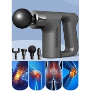 Массажер пистолет Fascial Gun KH-740 Чёрный с насадками мышечный портативный ручной для спины и тела