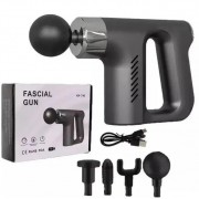 Массажер пистолет Fascial Gun KH-740 Чёрный с насадками мышечный портативный ручной для спины и тела