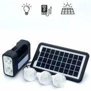 Солнечная станция с солнечной панелью и тремя лампочками GDLite YJ-8018 8017S с аккумулятором 4000 mAh