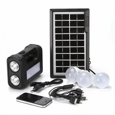 Солнечная станция с солнечной панелью и тремя лампочками GDLite YJ-8018 8017S с аккумулятором 4000 mAh