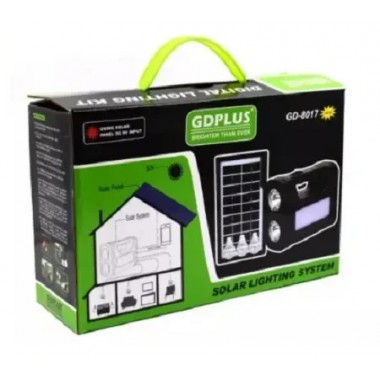 Солнечная станция с солнечной панелью и тремя лампочками GDLite YJ-8018 8017S с аккумулятором 4000 mAh